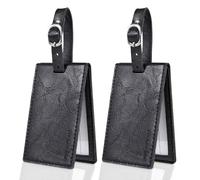 Vividwise Luggage Tags, 2 Pack Leather Luggage Tags for Suitcases with ID Labels Name Tag Baggage Tags for Travel Luggage Backpacks (Black)