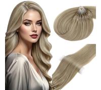 Vivien Blonde Micro Ring Hair Extension Real Human Hair 18 Inch Invisible Extensions Micro Loop Remy Medium with Light Blonde Silky 50s 50g #16/22