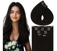 Vivien Clip in Hair Extensions Brown Real Hair Extensions Clip in Double Weft Darkest Brown Clip in Hair Extensions Real Human Hair Soft Straight for Women 5pcs 70 Gram #2 10 Inch