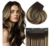 Vivien Invisible Wire Hair Extensions Human Hair Brown Secret Wire Hair Extensions Real Human Hair Balayage Brown to Blonde One Piece Human Hair Extensions 80g #4/27/4 14Inch