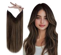 Vivien Invisible Wire Human Hair Extensions Balayage Brown Secret Wire Hair Extensions Real Human Hair Darkest Brown Ombre to Light Brown Fish Line Hair Extensions Straight 80g #2/8/2 18 Inch
