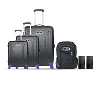 Vivien Kondor London Travel Smart Black Hardshell Luggage Bags (2X PowerBank + Rucksack + Small + Med + Large Suitcase)
