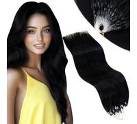 Vivien Micro Ring Hair Extensions Real Human Hair Black 20 Inch Invisible Micro Link Extensions Remy Jet Black Straight 50g 50s #1