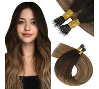 Vivien Ombre Nano Ring Extensions Real Human Hair Brown 14inch Nano Beads Extensions Natural Brown Balayage Ash Blonde Short 50g 50s #2/6/18