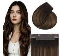 Vivien Secret Wire Hair Extensions Balayage Brown Hidden Wire Hair Extensions Chestnut Brown Ombre to Light Brown Fish Line Hair Extensions Human Hair One Piece 80g #2/8/2 16 Inch