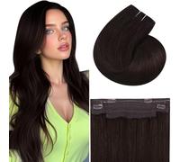 Vivien Wire Hair Extensions Real Human Hair Darkest Brown Hidden Wire Hair Extensions Straight Clip in One Piece Secret Wire Hair Extensions 80g #2 14 Inch