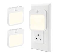 Viviendo Plug in Night Light, 2 Pack Motion Sensor Night Lights Plug into Wall, Dusk to Dawn Sensor, Dimmable Warm White LED Night Light for Hallway, Stairs, Bedroom, Nursery, UK Plug