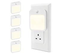 Viviendo Plug in Night Light, 4 Pack Motion Sensor Night Lights Plug into Wall, Dusk to Dawn Sensor, Dimmable Warm White LED Night Light for Hallway, Stairs, Bedroom, Nursery, UK Plug