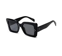 VIVIENFANG Black Cat Eye Sunglasses Womens, Large Square Cateye Sun Glasses Smoke Polarized Lens UV Protection VF2217A