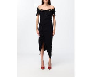 VIVIENNE WESTWOOD Asymmetrical Cotton Midi Dress with a Boat Neckline - Size: S - female