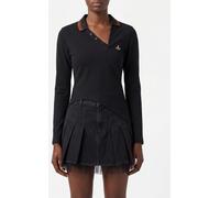 VIVIENNE WESTWOOD Asymmetrical Long-Sleeved Cotton Polo with Orb Logo - Size: XS - female