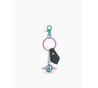 Vivienne Westwood Black Saffiano Plain Orb-charm Split-ring Metal Keyring