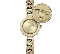 Vivienne Westwood Orb Button 25.4mm Ladies Quartz Watch with Gold Dial, Stainless Steel Gold Case & Link Chain Bracelet