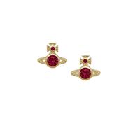 Vivienne Westwood Gold Red CZ London Orb Studs - Gold