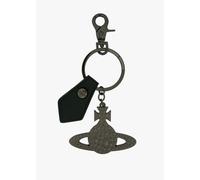 VIVIENNE WESTWOOD Hammered Gunmetal & Black PU Keyring Size: One Size,