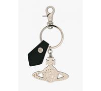 VIVIENNE WESTWOOD Hammered Silver & Black PU Orb Keyring Size: One Siz
