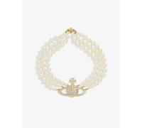 Vivienne Westwood Jewellery Womens Gold Pearl Crystal Triple-row Faux-pearl Orb Pendant Choker