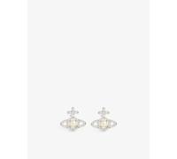 Vivienne Westwood Jewellery Womens Platinum / Creamrose Olympia Silver-tone Brass and Cubic Zirconia Stud Earrings