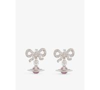 Vivienne Westwood Jewellery Womens Platinum / Pink, Cz Octavie Recycled Silver and Cubic Zirconia Crystal Earrings