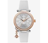 Vivienne Westwood Ladies Orb Pastelle Silver Dial White Leather Strap Watch VV006RSWH