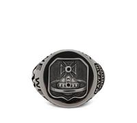 Vivienne Westwood Lancelot Chevalier orb-logo lettering-detail ring - Black M-L-XL-XXL