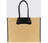 VIVIENNE WESTWOOD Large Troy Tote Bag in Raffia with Embossed Orb Logo