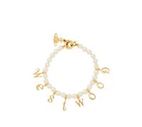 Vivienne Westwood Leanne letter-charm pearl bracelet - Gold OS