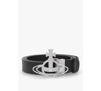 VIVIENNE WESTWOOD Line Silver Orb Buckle Black Leather Belt Size: One
