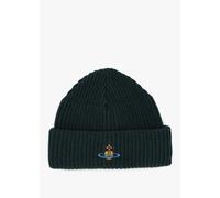 VIVIENNE WESTWOOD Mens Orb Beanie Hat In Dark Green Size: One Size, Colour: Green Fabric