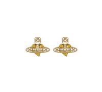 Vivienne Westwood New Diamante Heart Stud Earrings - Gold - One Size