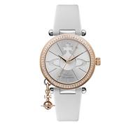 Vivienne Westwood Ladies Orb Pastelle Silver Dial White Leather Strap Watch VV006RSWH