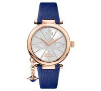 Vivienne Westwood Women's Orb Pop Quartz Analogue Display Watch with Silver Dial and Blue Leather Strap VV006RSBL