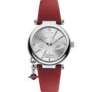 Vivienne Westwood ORB Pop Women's Quartz Watch with Silver Dial Analogue Display and Red Leather Strap VV006SSRD