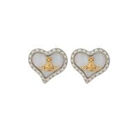 Vivienne Westwood Petra Heart Crystal-embellished Stud Earrings - Pearl - One Size