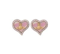 Vivienne Westwood Petra Heart Crystal-embellished Stud Earrings - Pink - One Size