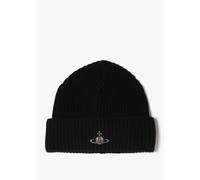 VIVIENNE WESTWOOD Recycled Wool Orb Beanie Hat In Black Size: One Size