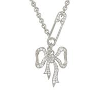 Vivienne Westwood Silver Lilith CZ Bow Pin Necklace - 40cm