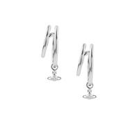 Vivienne Westwood Silver Ronda Orb Charm Double Hoops - Silver