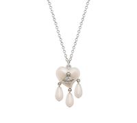 Vivienne Westwood Silver Sheryl Pearl Heart Three Drop Necklace - 38cm