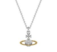 Vivienne Westwood Silver Two Tone Mayfair Bas Relief Stud Necklace - 47cm