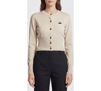 VIVIENNE WESTWOOD Slim Fit Cotton and Cashmere Cardigan with Orb Logo - Size: M - female