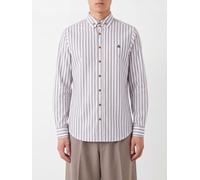 VIVIENNE WESTWOOD Slim Fit Striped Cotton Shirt with Embroidered Orb Logo - Size: 50 - male