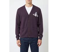 VIVIENNE WESTWOOD V-Neck Wool Cardigan with Jacquard Orb Logo - Size: M - male