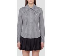 VIVIENNE WESTWOOD Violin Striped Cotton Shirt with Embroidered Orb Logo - Size: 38 - female