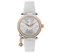 Vivienne Westwood Ladies Orb Pastelle Silver Dial White Leather Strap Watch VV006RSWH