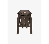 Vivienne Westwood Womens Vivienne Westwood Monday Asymmetric Pinstripe Cotton Shirt Dark Khaki 8
