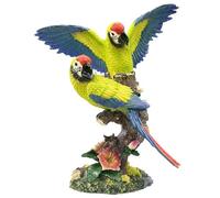 Vivificenca A Couple Macaw Decor Outdoor Tiki Bar Decorations 11.82” Tall Large Realistic Parrot Statues for Outside Bird Sculptures Garden Patio Yard Lawn Figurines for Tropical Animal Tree/Wall