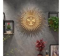 VIVIFLYSE Large Mid Century Gold Wall Clock Decorative Modern Sunburst Wall Clocks, Metal Big Silent Non-Ticking Clock, Luxury Home Gift Decor for Living Room, Bedroom, Dining Room, 60cm