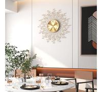 VIVIFLYSE Large Modern Gold Wall Clock Decorative Mid Century Sunburst Branch Wall Clocks, Minimalism Metal Silent Clock, Luxury Home Gift Decor for Living Room, Bedroom, Dining Room, 70 cm