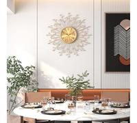 VIVIFLYSE Large Modern Gold Wall Clock Decorative Mid Century Sunburst Branch Wall Clocks, Minimalism Metal Silent Clock, Luxury Home Gift Decor for Living Room, Bedroom, Dining Room, 60 cm